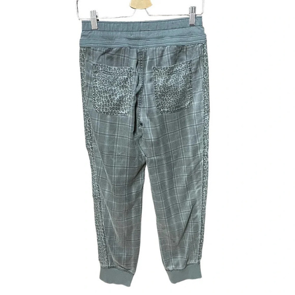Anthropologie Kalli Joggers Pants Drawstring Plaid Leopard Print Gray Size XS - Picture 5 of 9